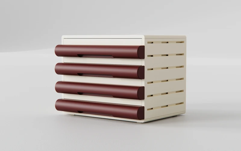 Multi-drawer cabinet, SKU 5911-Cream-Red