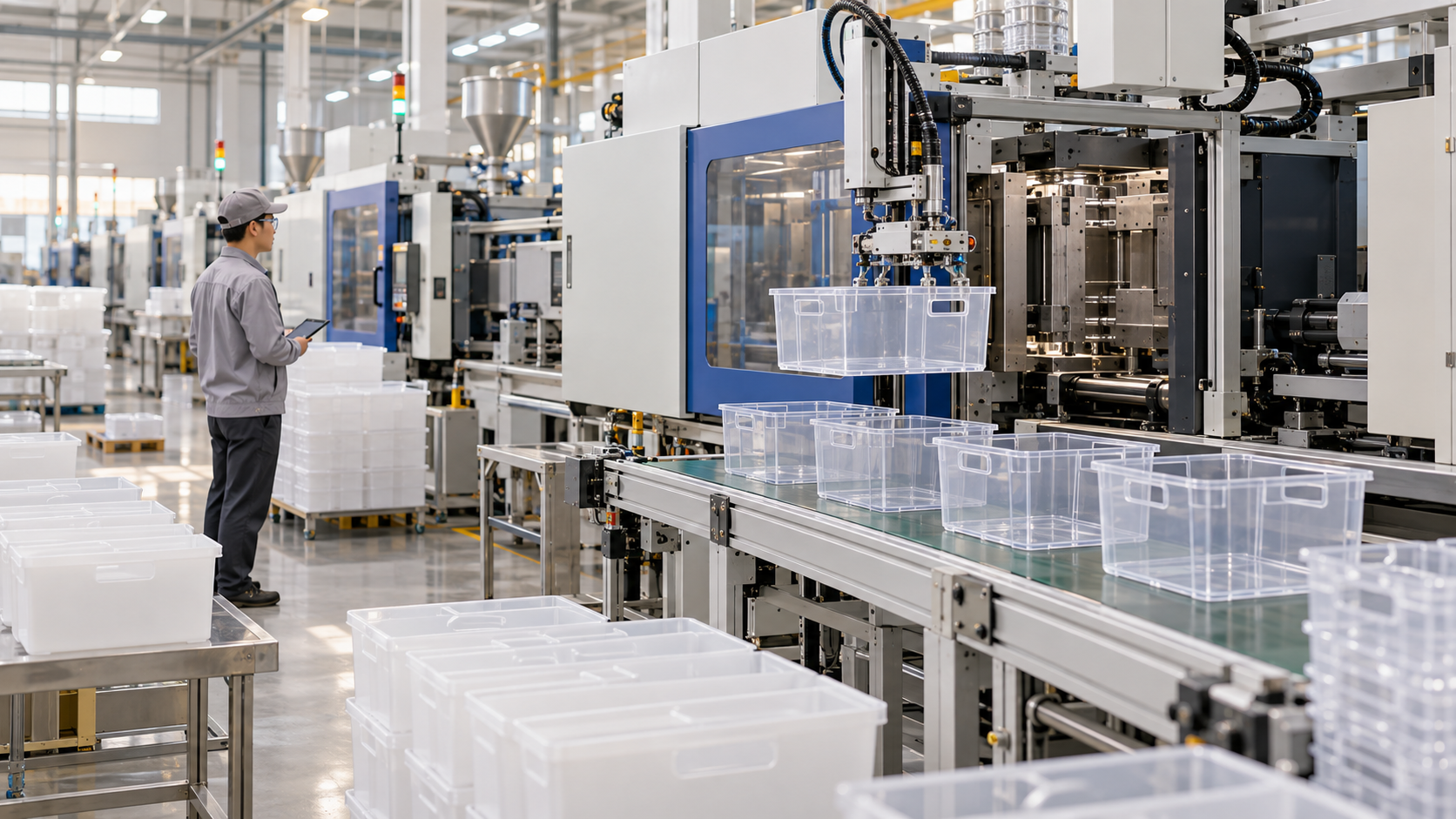 Illustrative precision production of plastic storage products